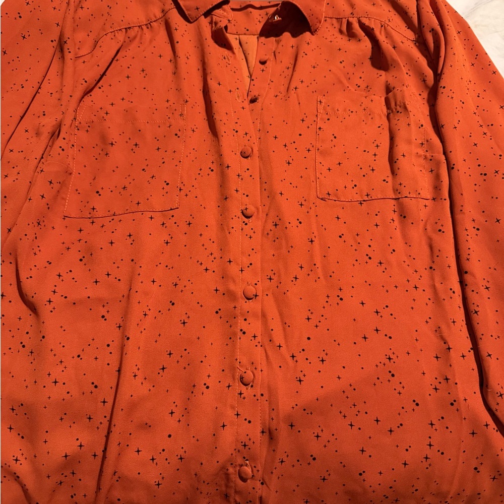 torrid Orange Star-Print Button Down Shirt